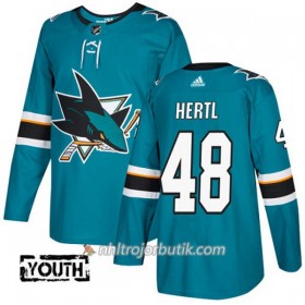 Barn Ishockey San Jose Sharks Tröja Tomas Hertl 48 Adidas 2017-2018 Teal Authentic